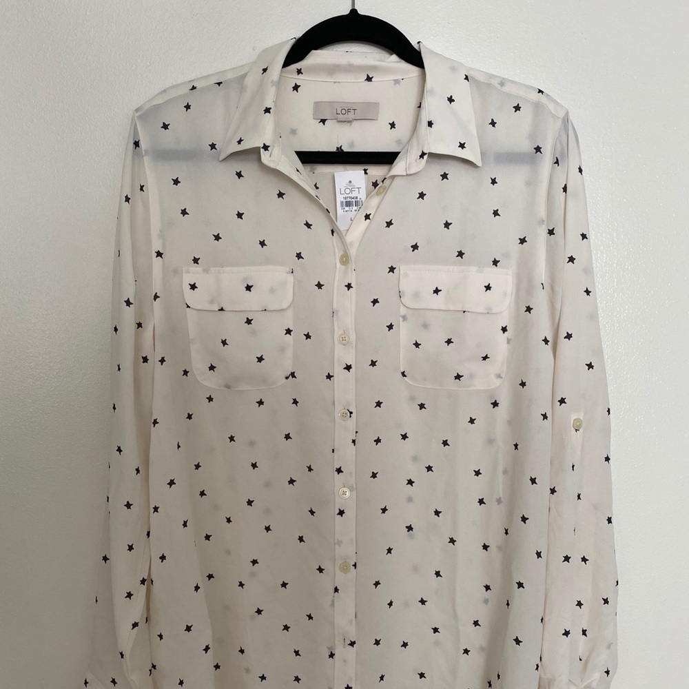 LOFT button down blouse - size XL NWT